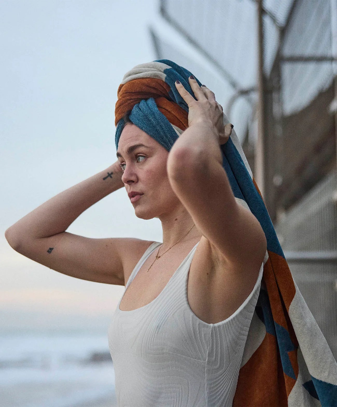 Canyon River Large Towel | Natural / Blue