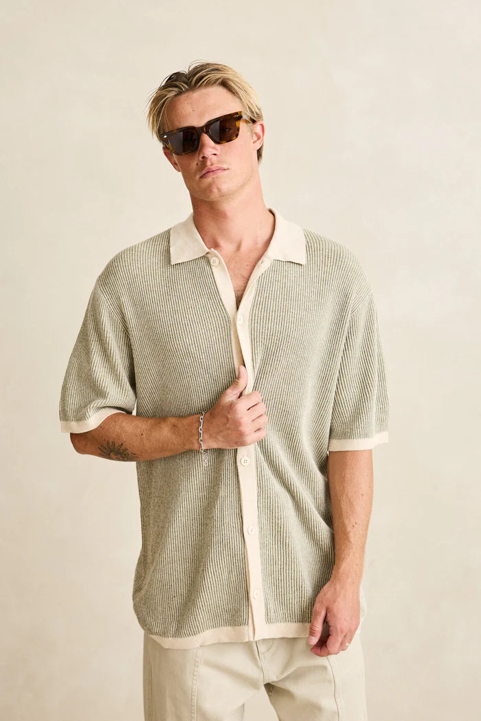 Hi Lo Knit Button Up - Natural