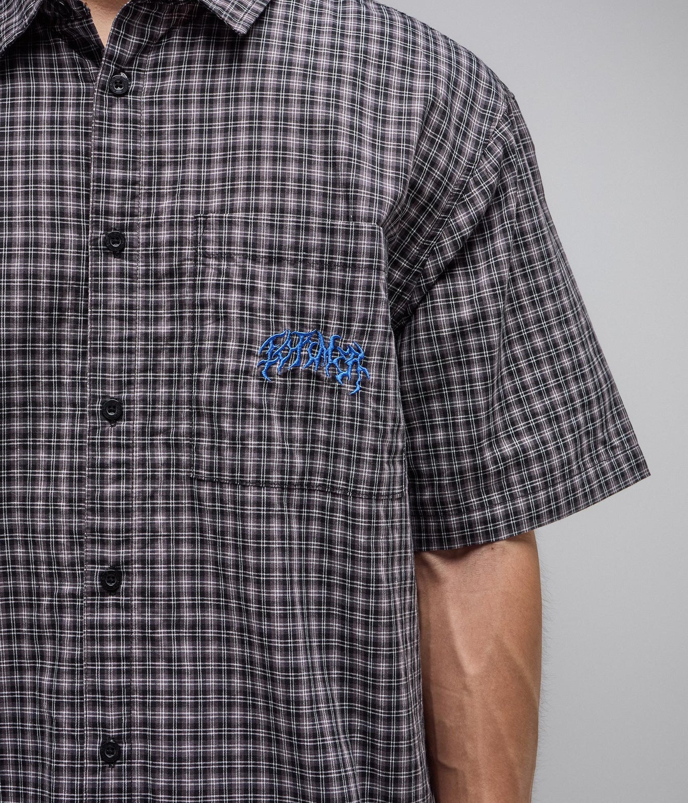 Vivian Check SS Shirt - Worn Black