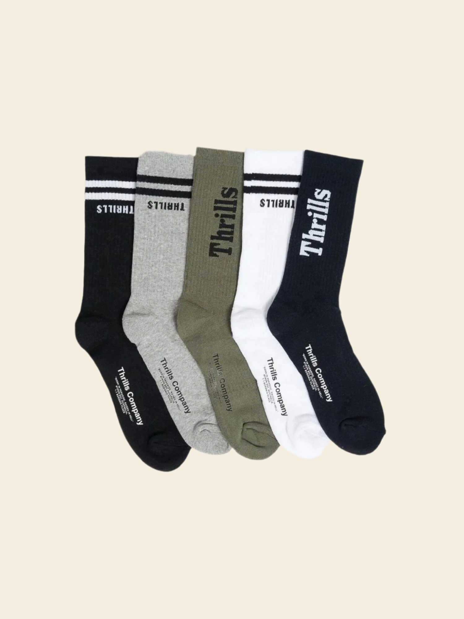 Thrills Minimal Thrills 5 Pack Sock - Black / White / Army Green / Total Eclipse / Grey Marle | Keel Surf & Supply