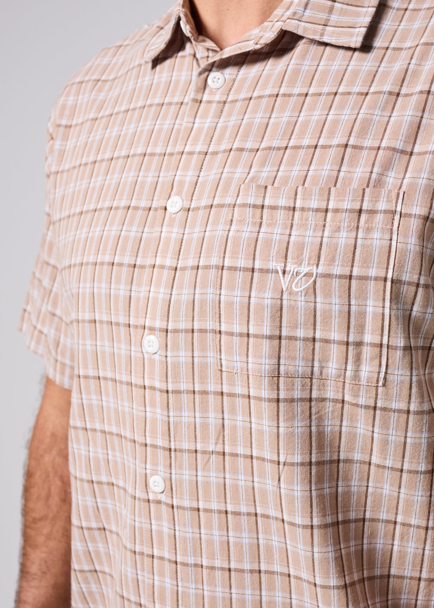 VV Check SS Shirt - Brown