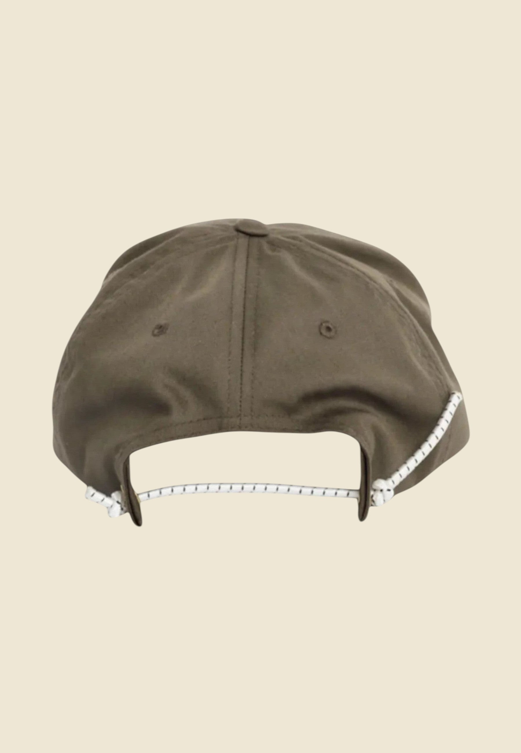 Keel Surf & Supply drab cotton-polyester blend baseball cap with embroidered logo and bungee closure.