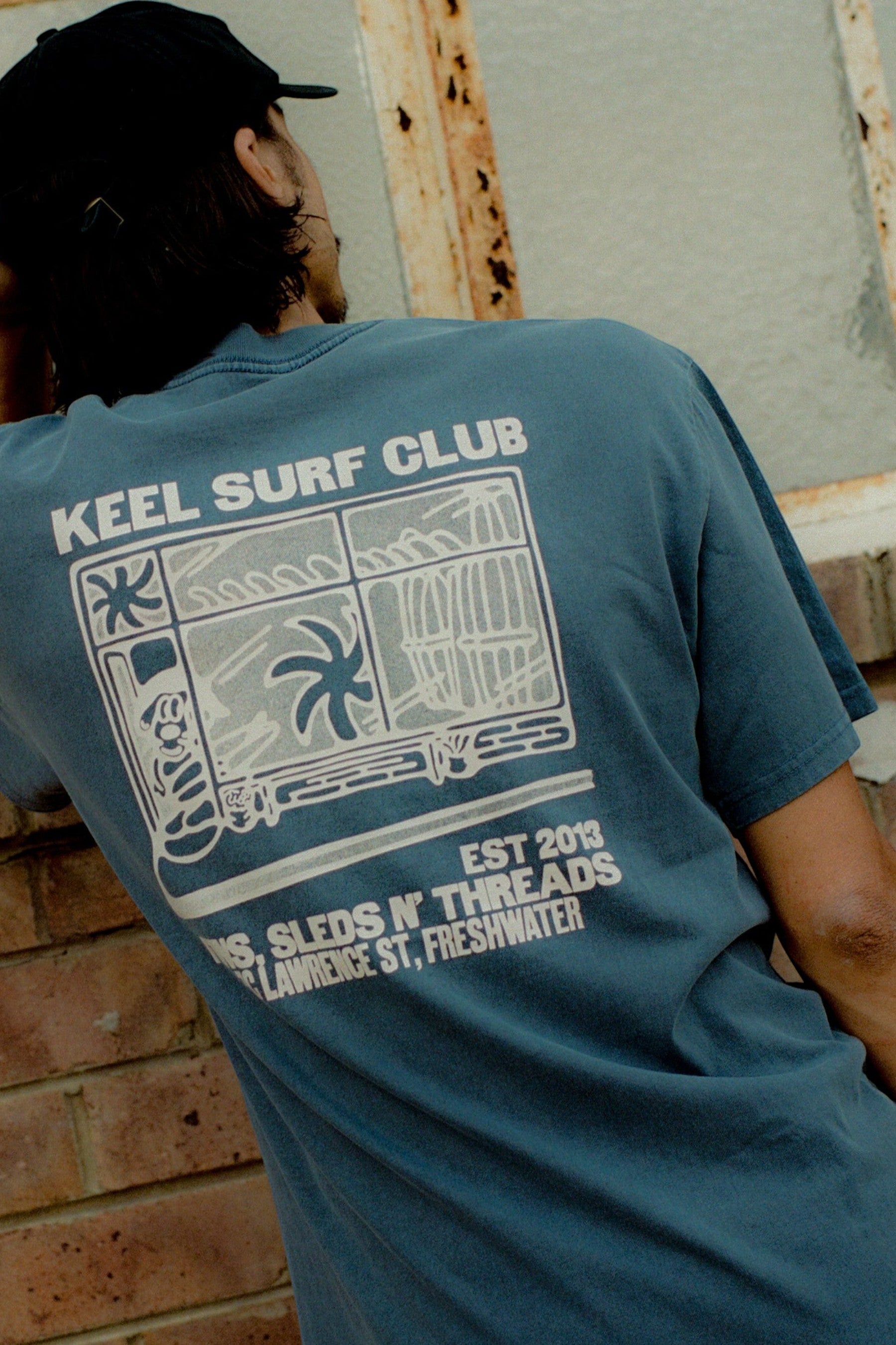 Shop Front Tee - Faded Indigo - Keel Surf & Supply