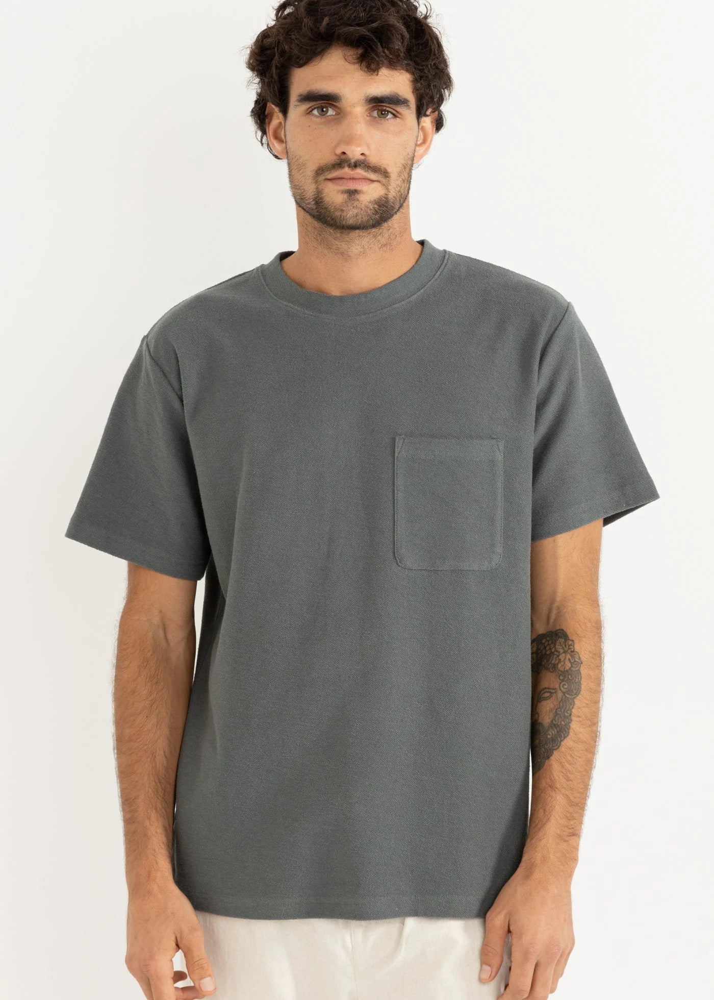 Rhythm Vintage Terry SS T-shirt Silver Pine