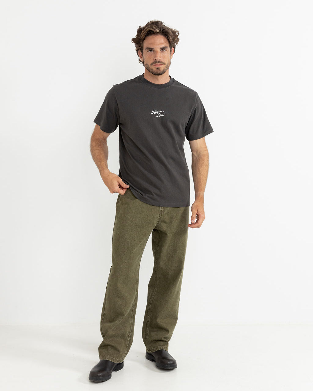 Heavy Vintage Embroidered T-Shirt - Charcoal