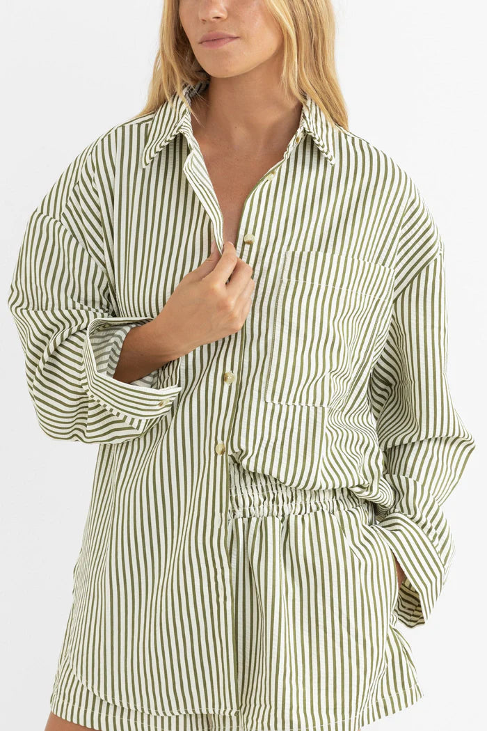 Cove Stripe Long Sleeve shirt - Aloe