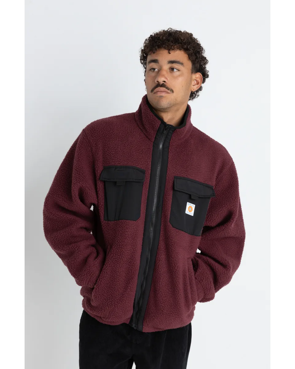 Rhythm Sherpa Zip Thru Fleece - Oxblood
