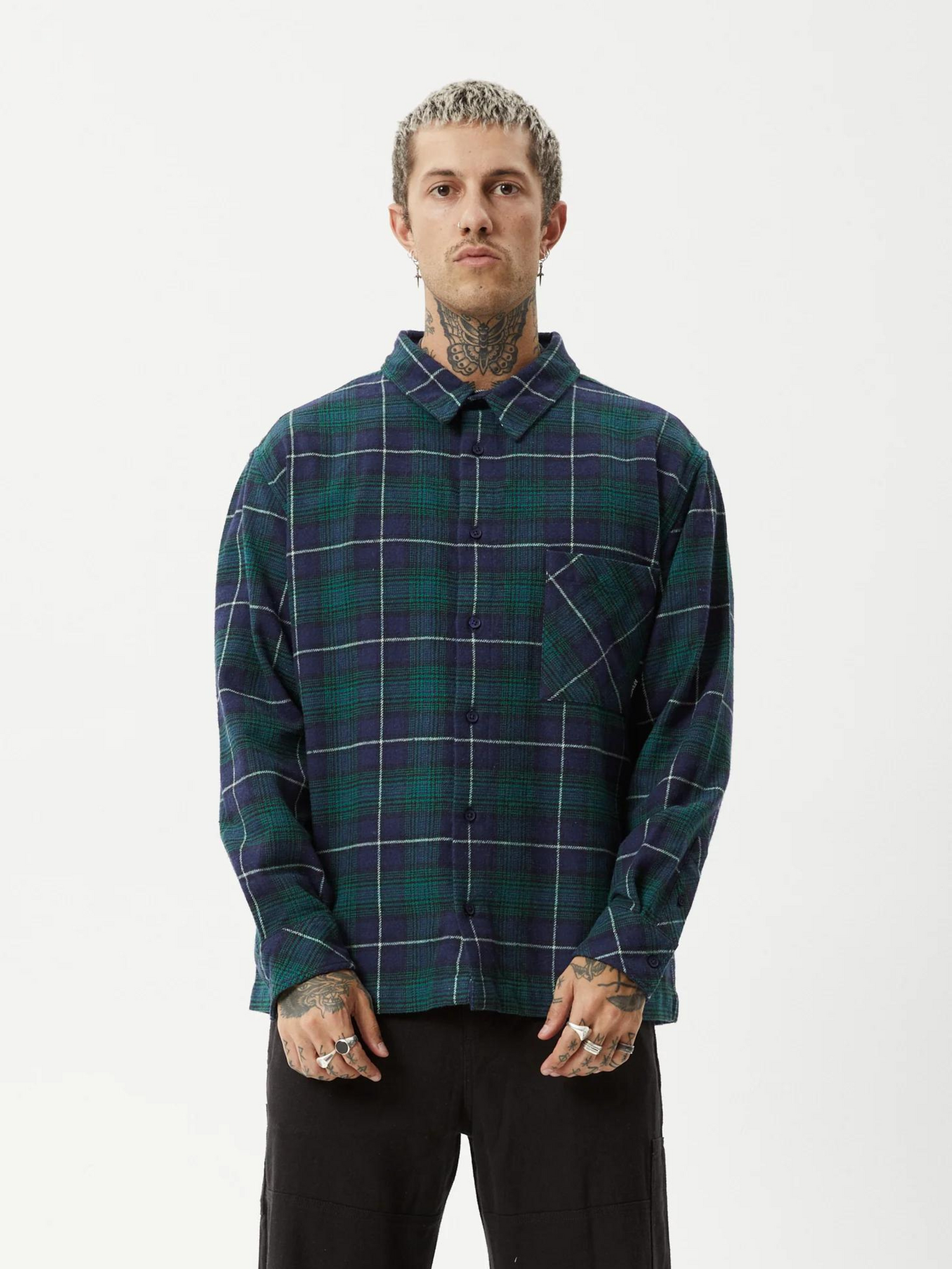 Afends Questions - Recycled Flannel Shirt - Navy