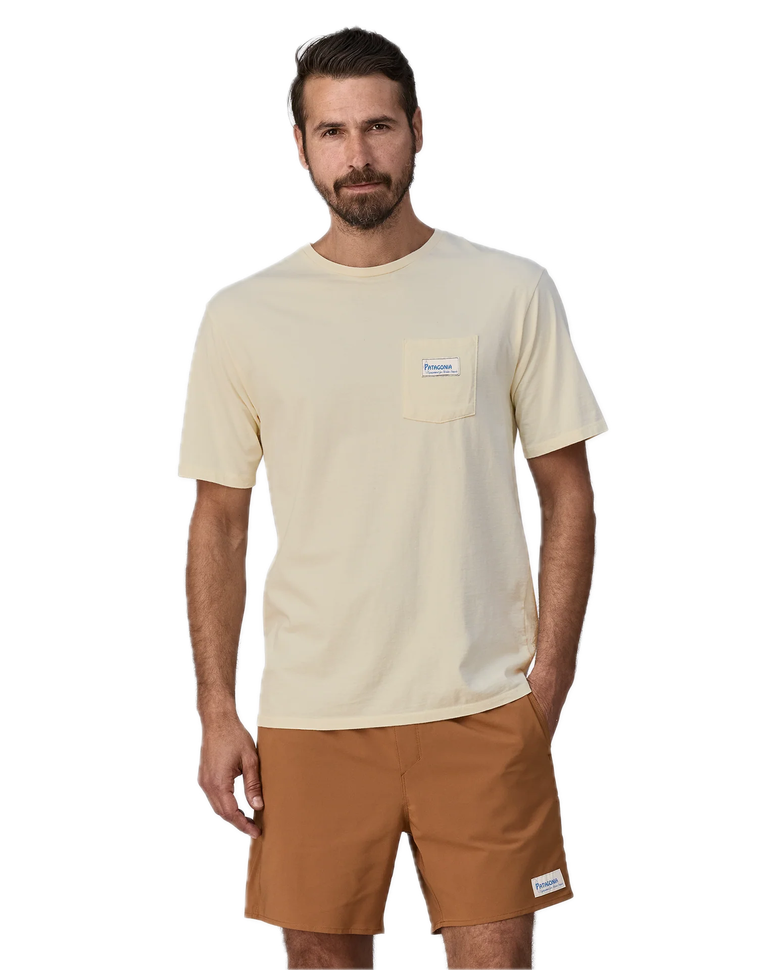  Water People Organic Pocket T-Shirt - Water People Banner: Undyed Natural - Keel Surf & Supply