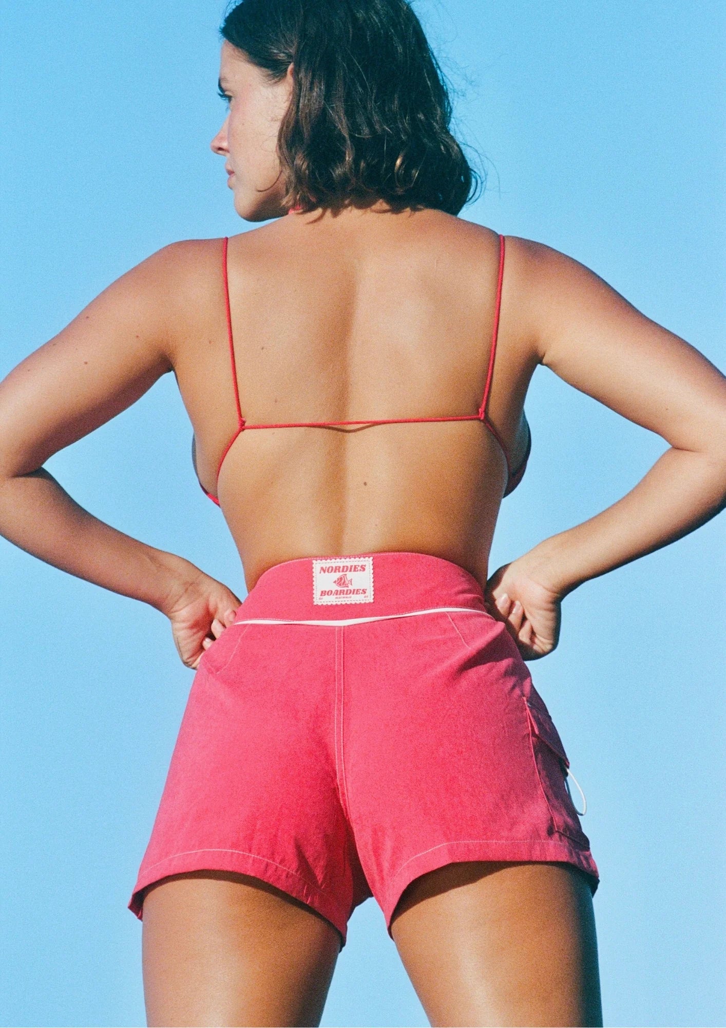 Snap Front Boardshorts - Red
