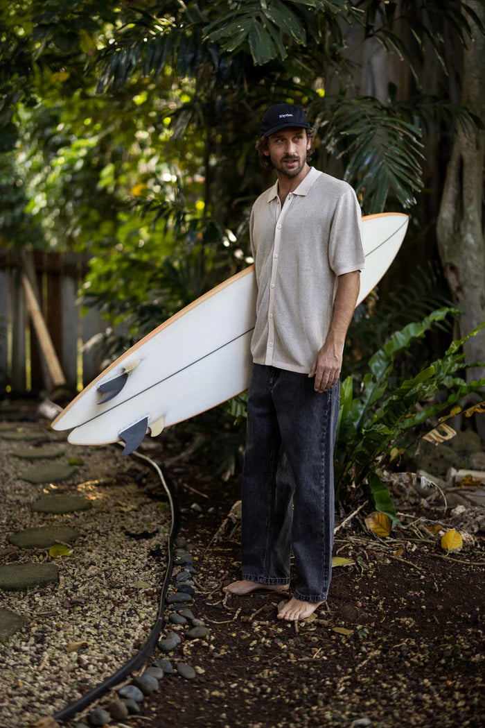 Hi Lo Knit Button Up - Natural