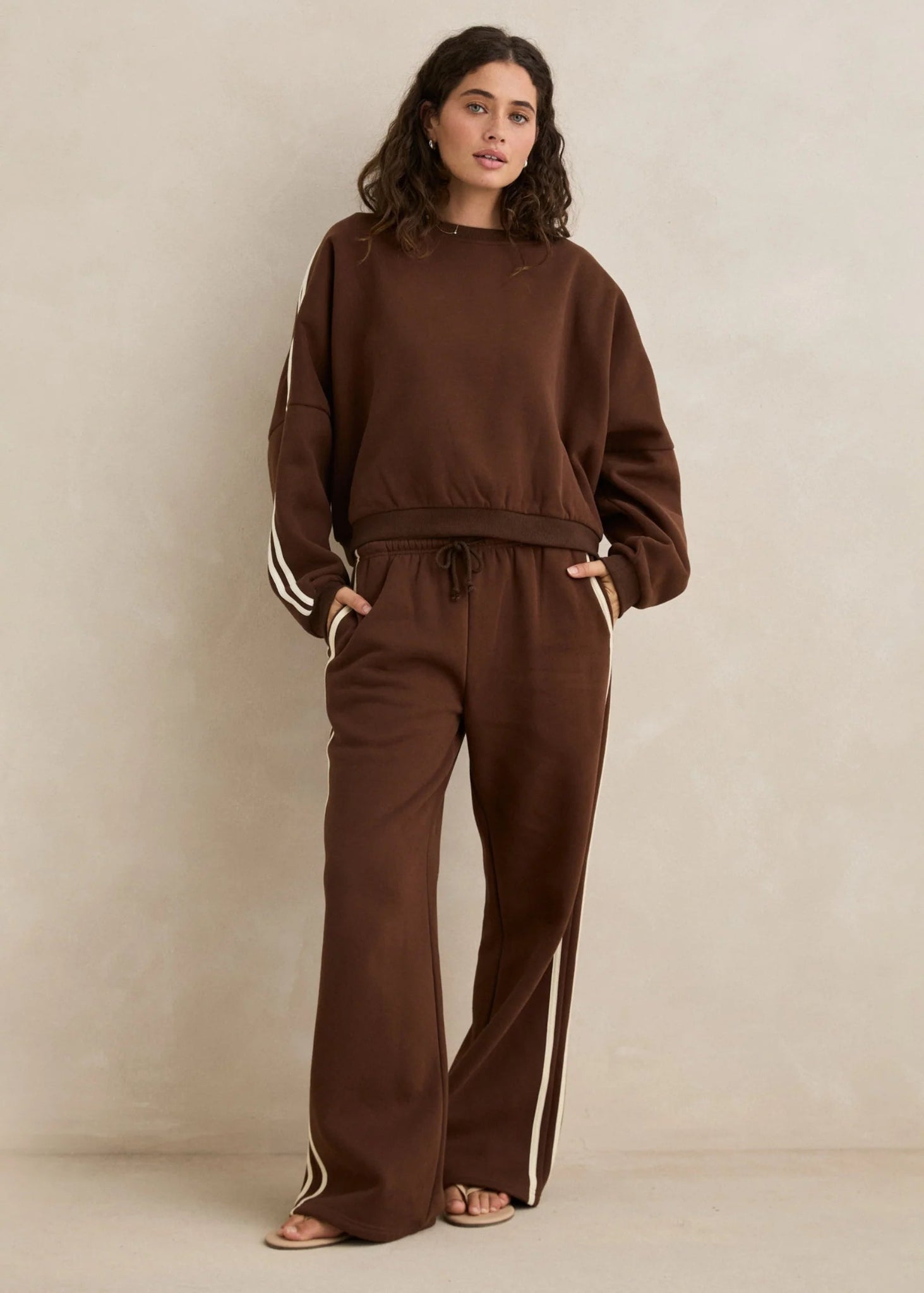Rhythm Contrast Sweatshirt Brown