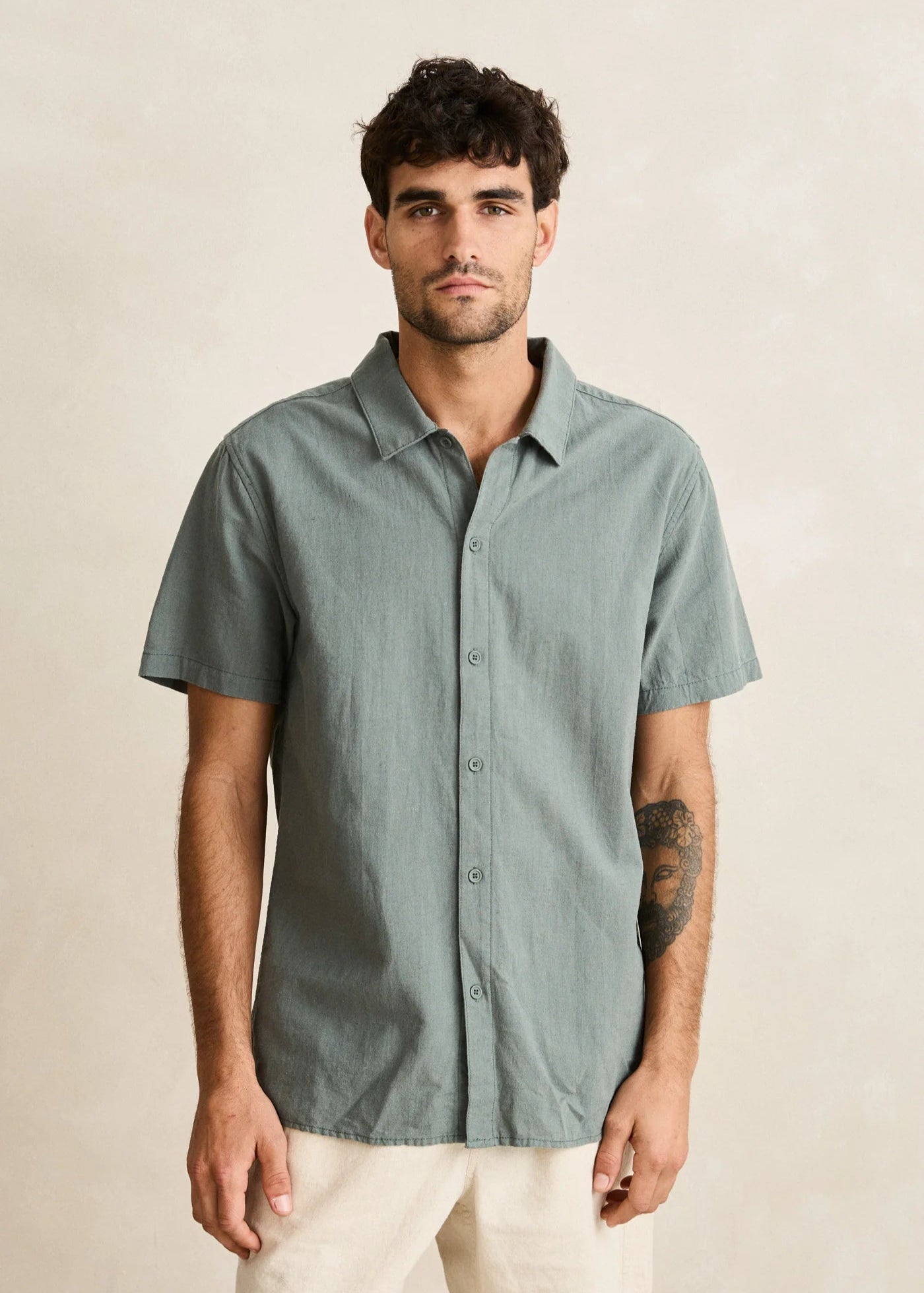 Classic Linen SS Shirt - Silver Pine
