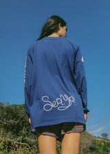 Cloud Hibiscus  Haven LS Tee - Blue - Keel Surf & Supply