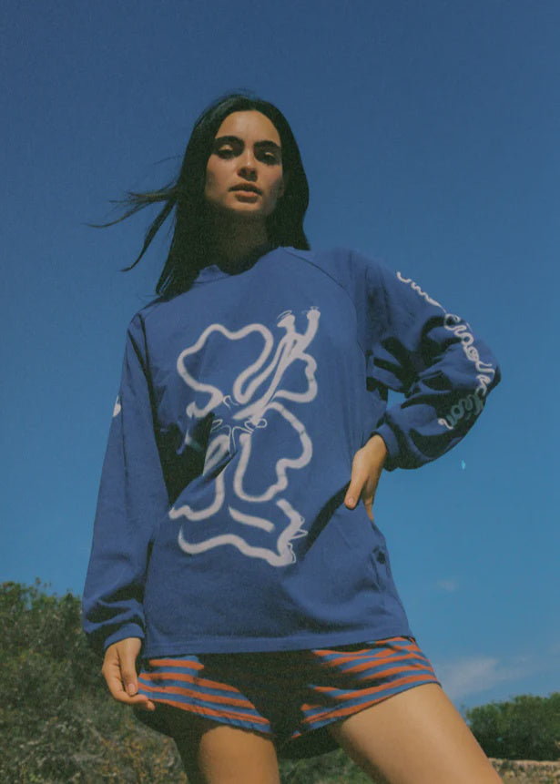 Cloud Hibiscus  Haven LS Tee - Blue