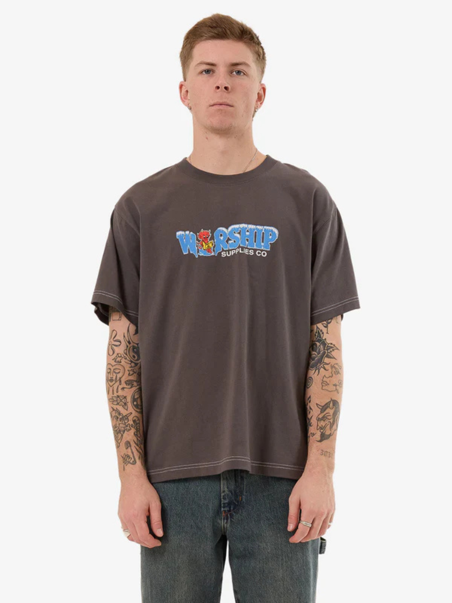 Worship Be Cool Tee - Worn Black | Keel Surf & Supply
