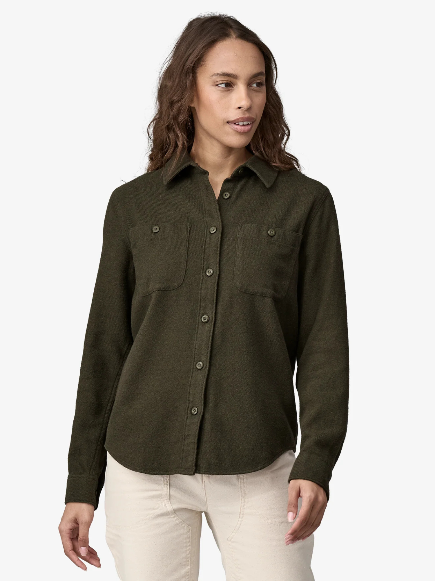 Patagonia Women's Fjord Flannel Shirt - Whole Weave: Pine Needle Green | Keel Surf & Supply