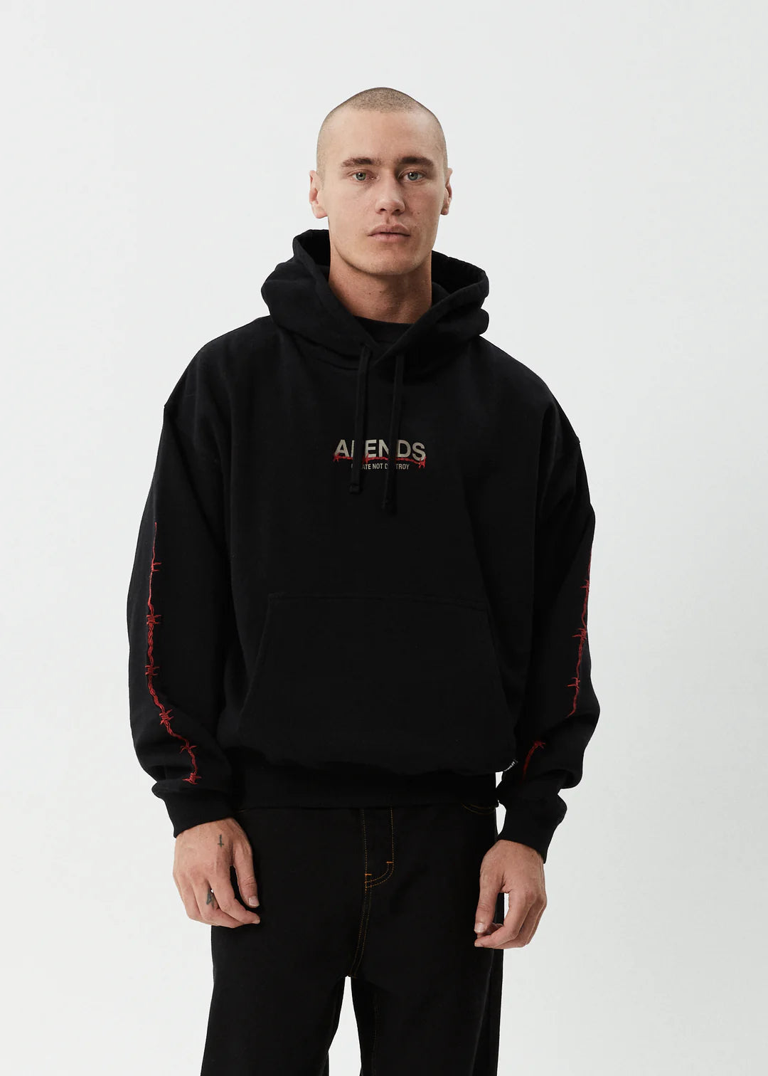 Afends Wired - Boxy Hoodie - Black