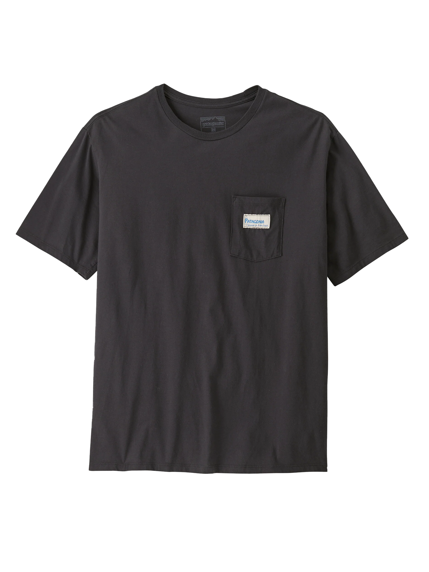  Men's Water People Organic Pocket T-Shirt - Water People Banner: Ink Black - Keel Surf & Supply