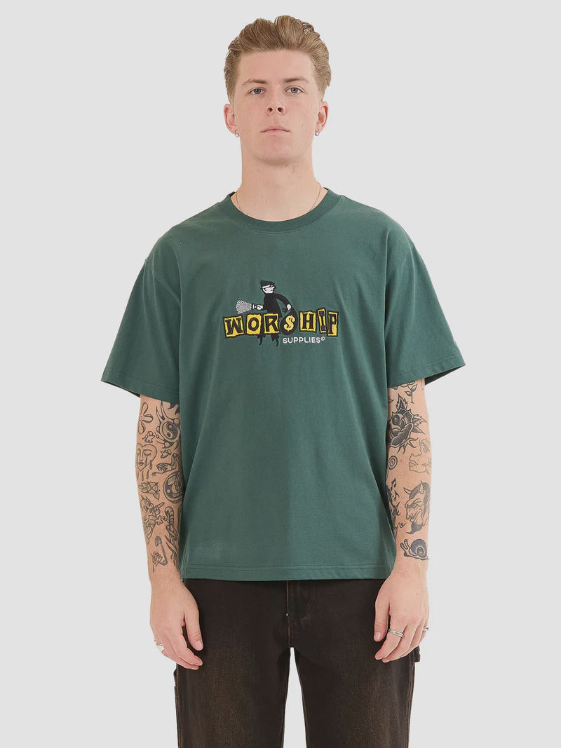 Worship Dont Get Caught Tee - Bistro Green