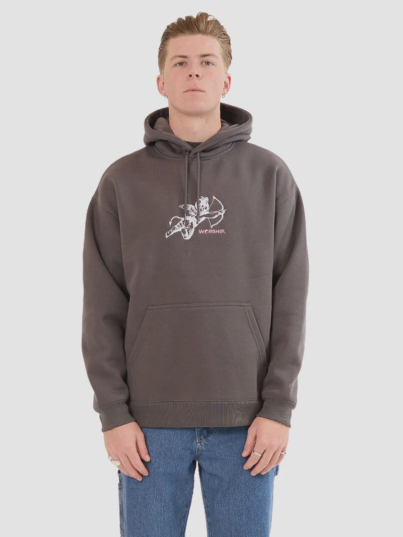Worship Cherub Pull Over Hood - Worn Black