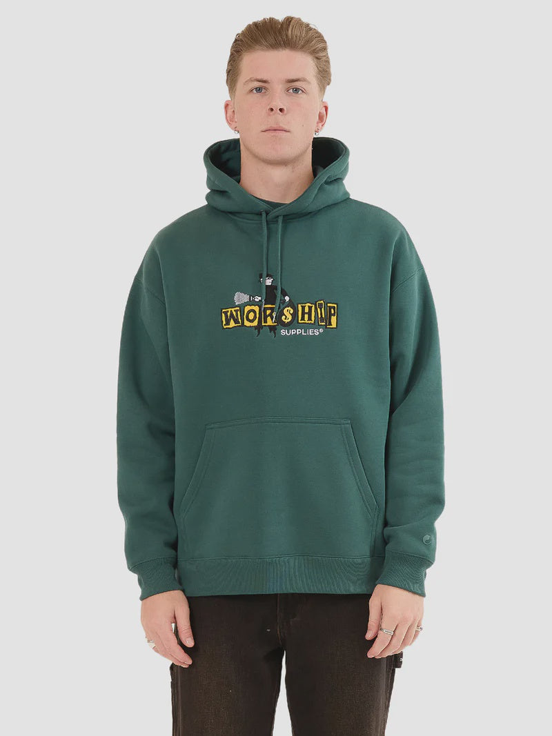 Worship Dont Get Caught Hood - Bistro Green