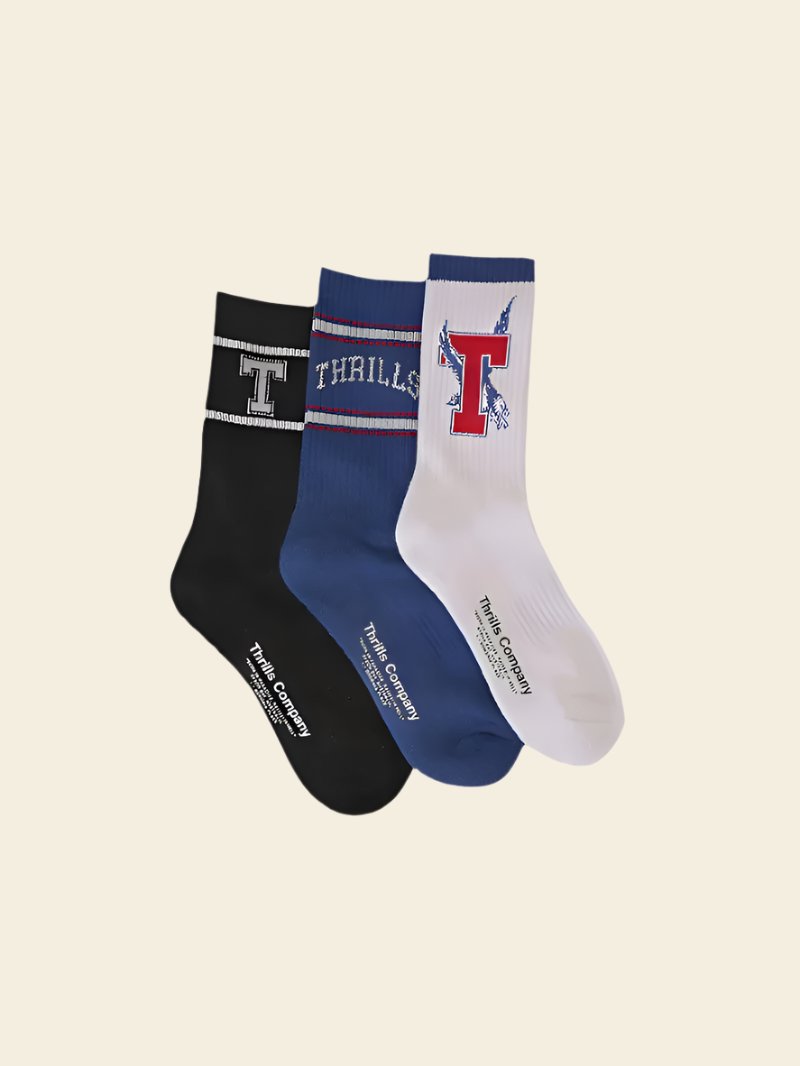 Thrills Roosevelt 3 Pack Sock White/Limoges/Black | Keel Surf & Supply