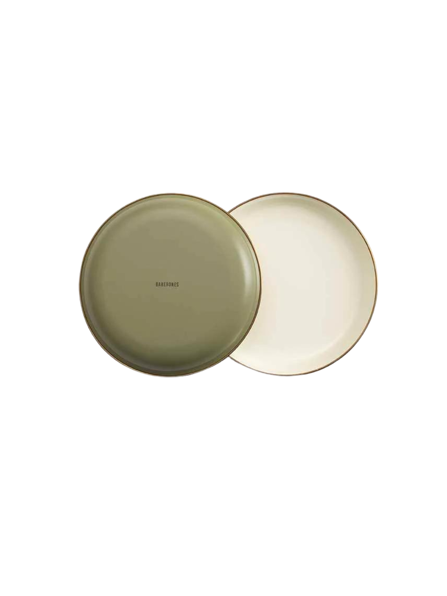 Barebones Enamel 2-Tone Salad Plate Set ~ Olive Drab