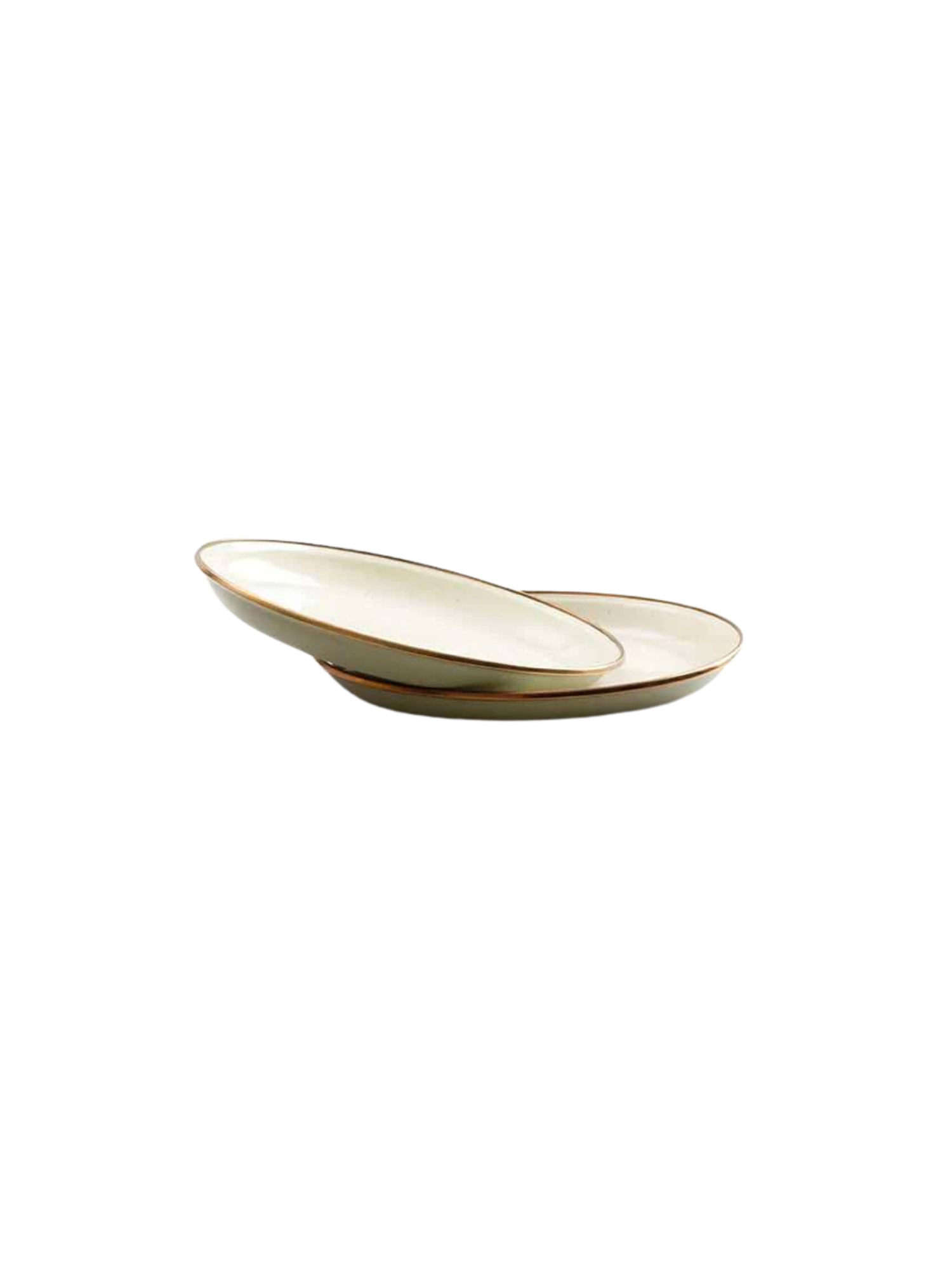 Barebones Enamel 2-Tone Salad Plate Set ~ Olive Drab