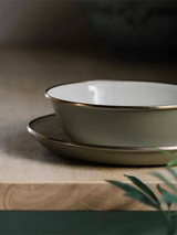 Barebones Enamel 2-Tone Salad Plate Set ~ Olive Drab