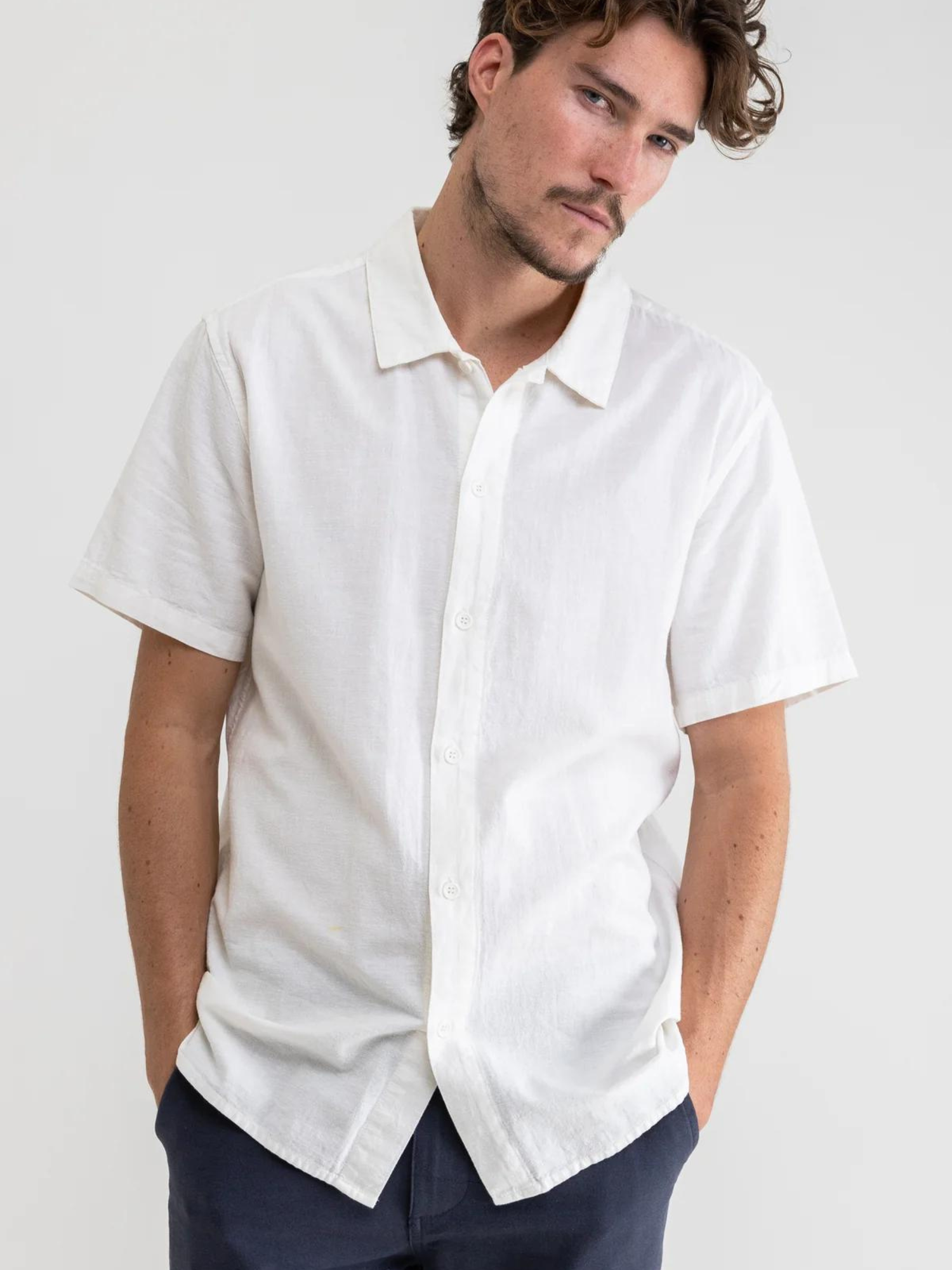 Rhythm Classic Linen SS Shirt - Vintage White
