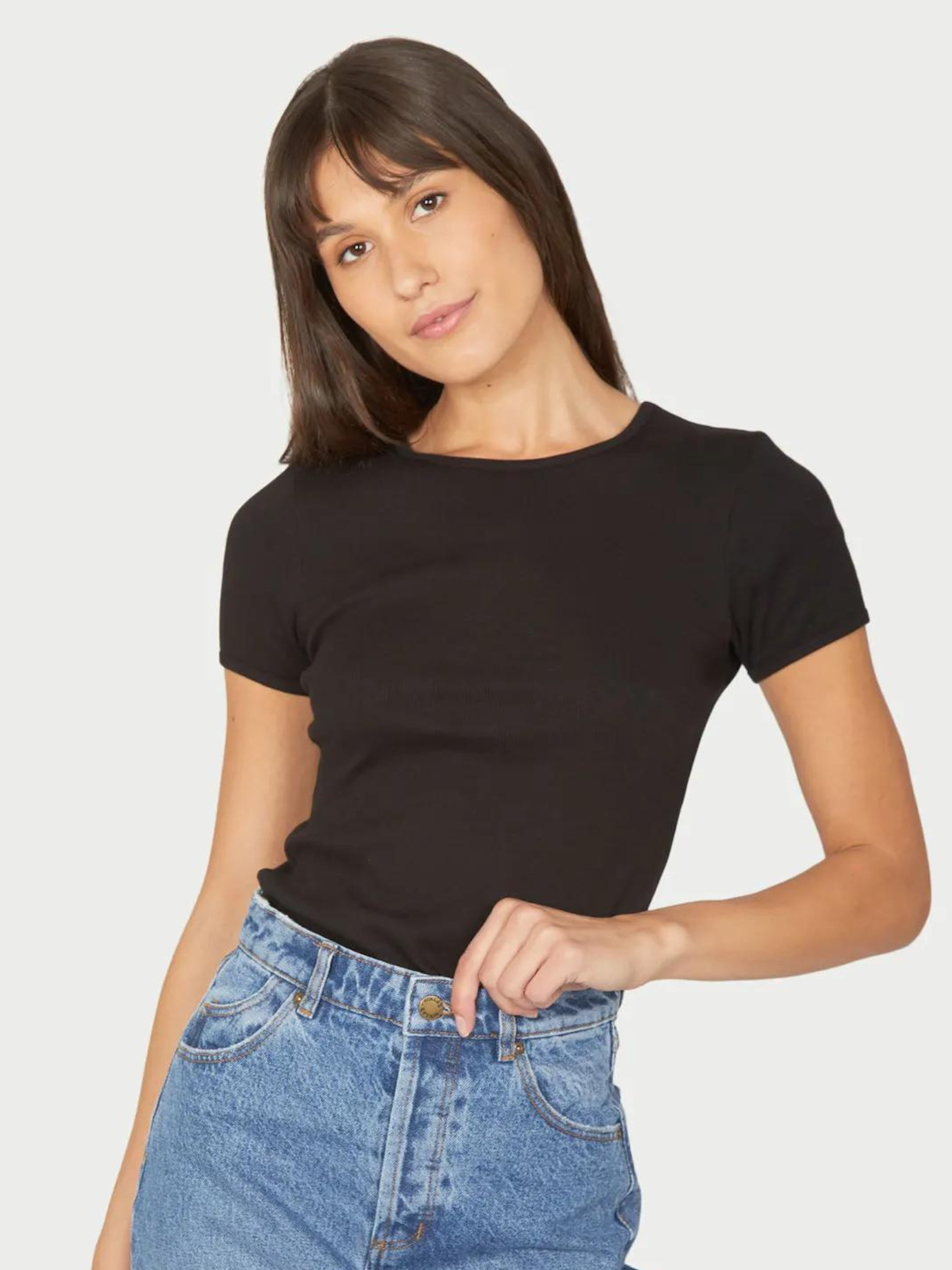 Rollas Baby Rib Tee - Black