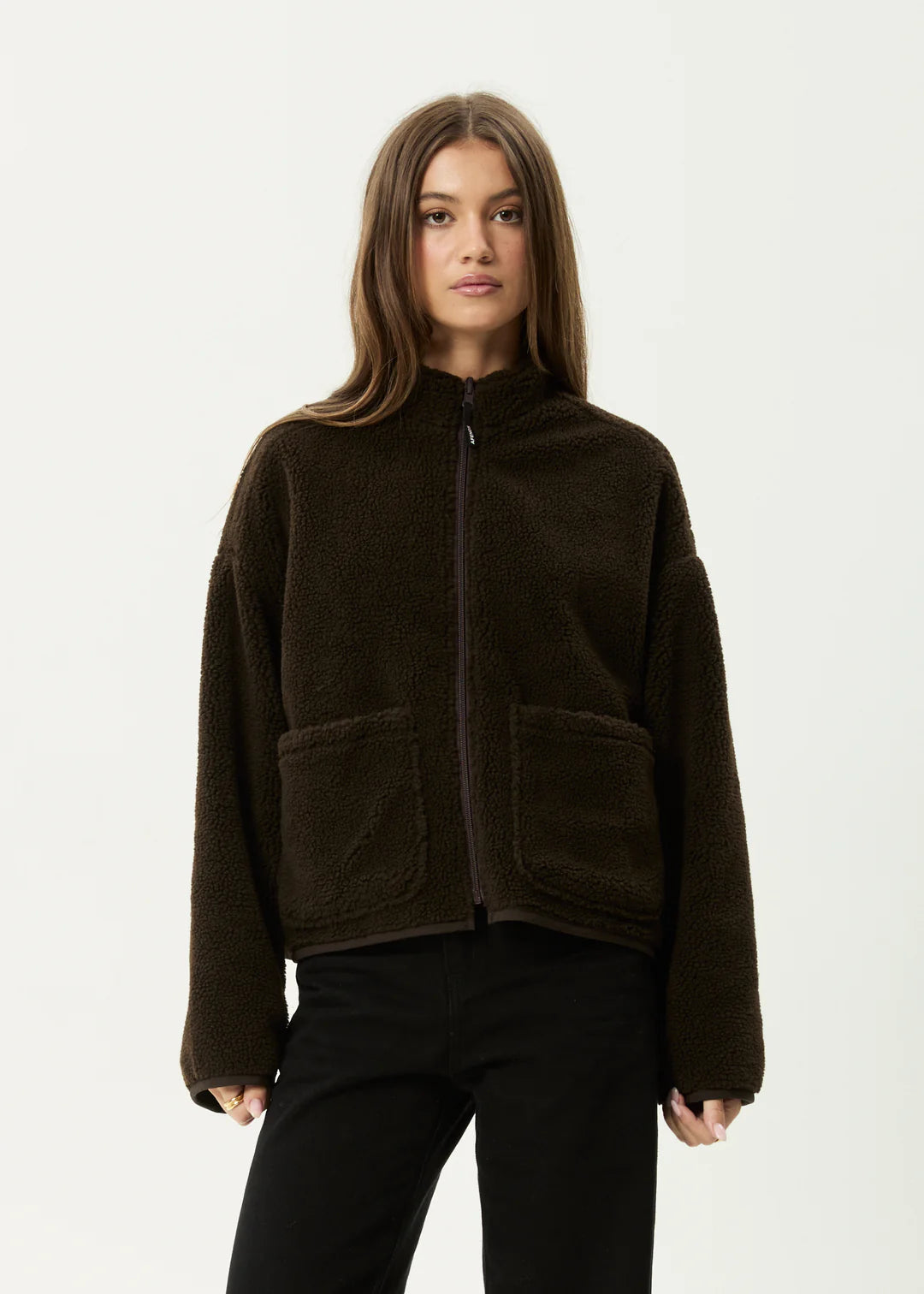 Afends Berlin - Reversible Polar Fleece Jacket - Coffee