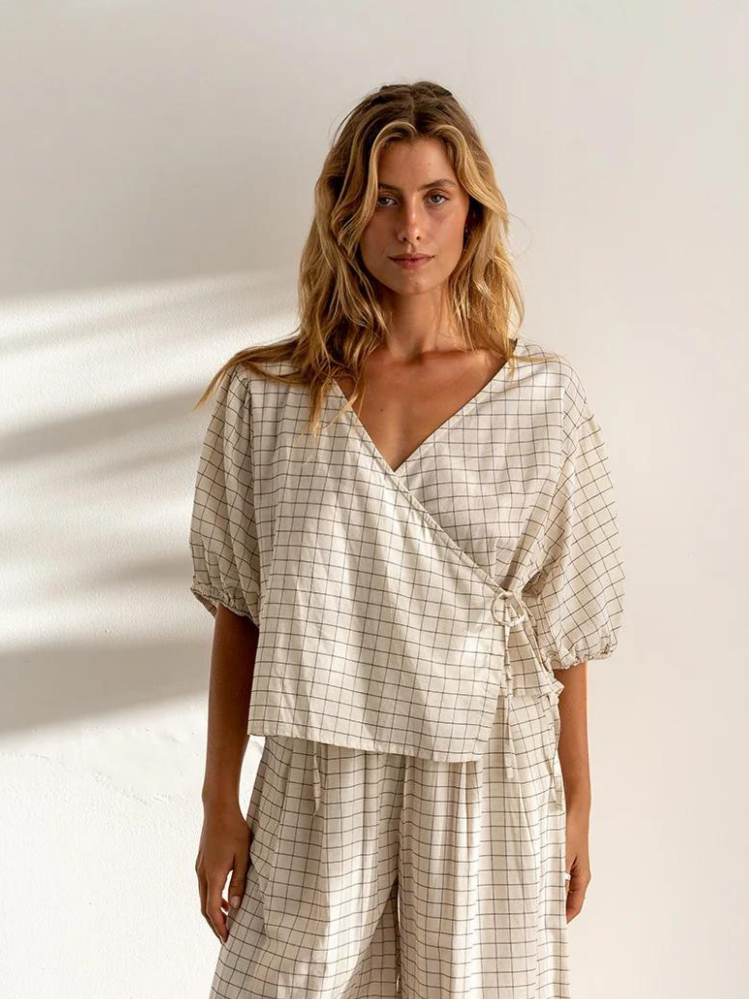 The Bare Road Ella Wrap Top Plaid