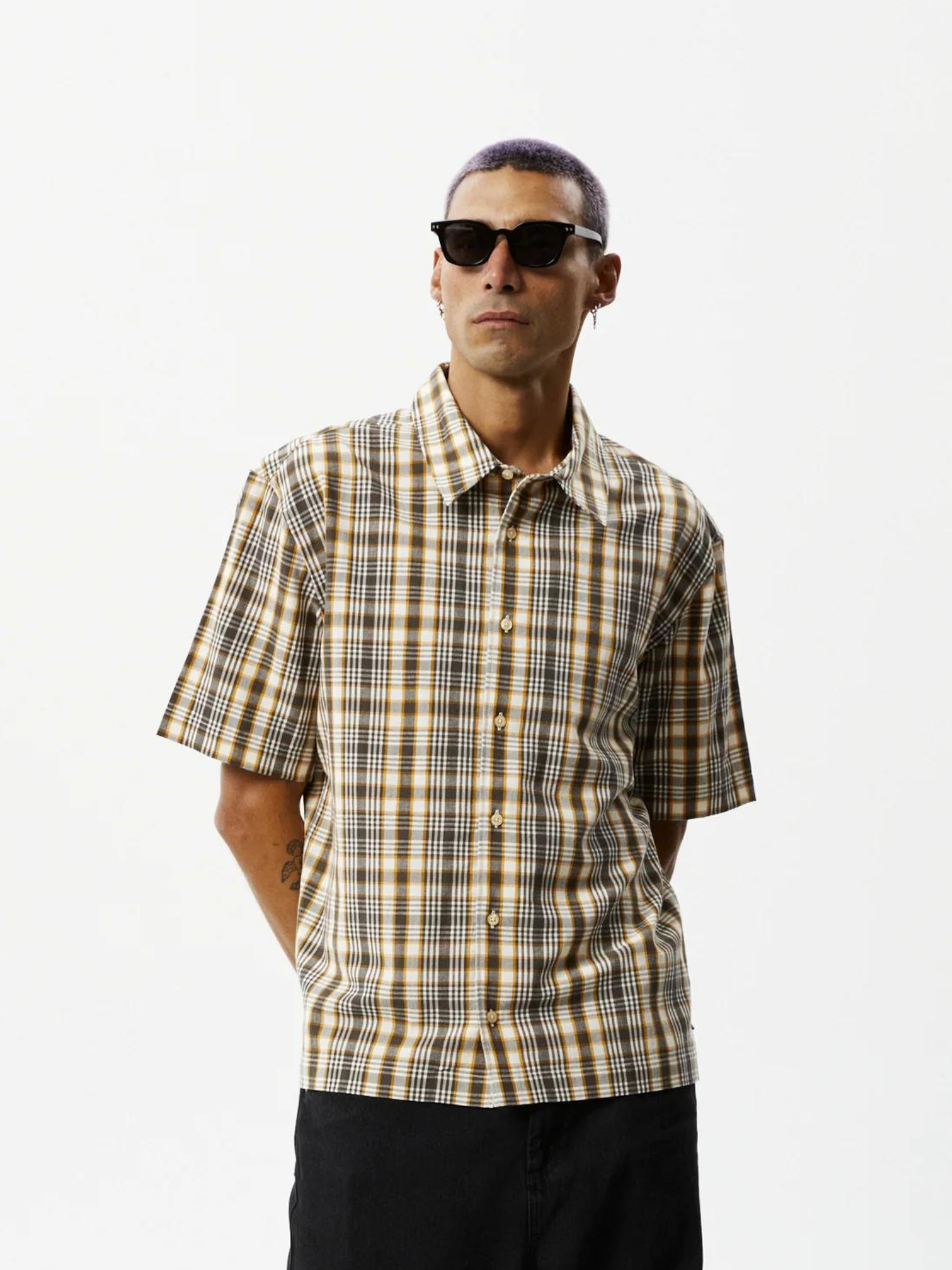 Afends Check Out - Short Sleeve Shirt - Moonbeam Check