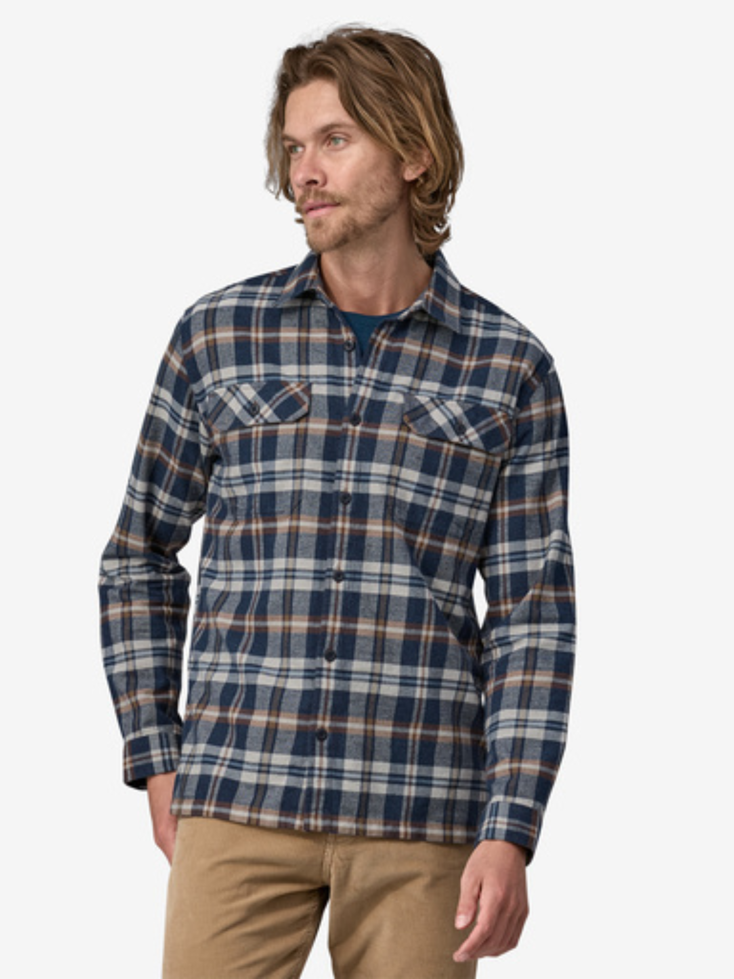 Patagonia Men's Long-Sleeved Organic Cotton Midweight Fjord Flannel Shirt - New Navy