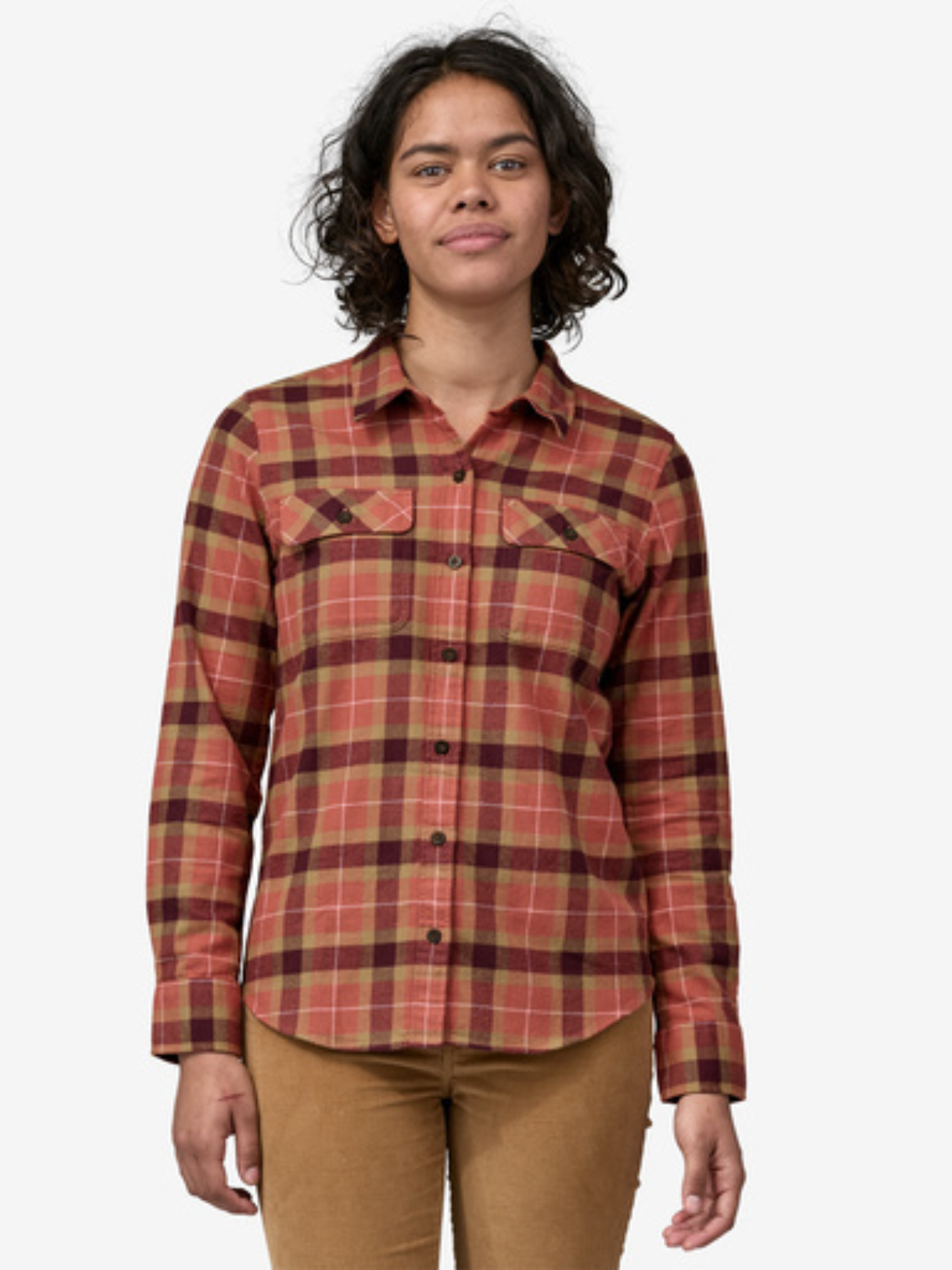 Patagonia Women's Long-Sleeved Organic Cotton Midweight Fjord Flannel Shirt - Vista - Burl Red