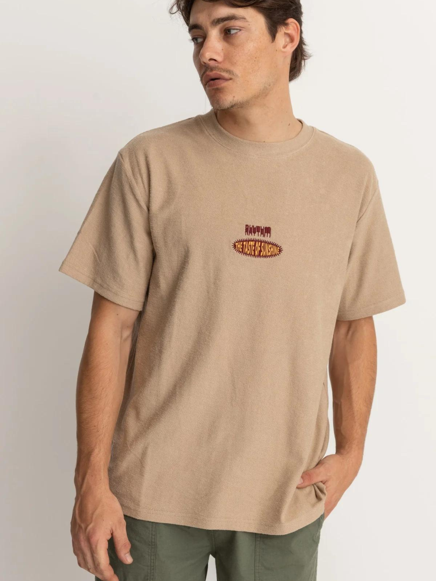 Rhythm Embroidered Vintage Terry SS T-Shirt - Smoke