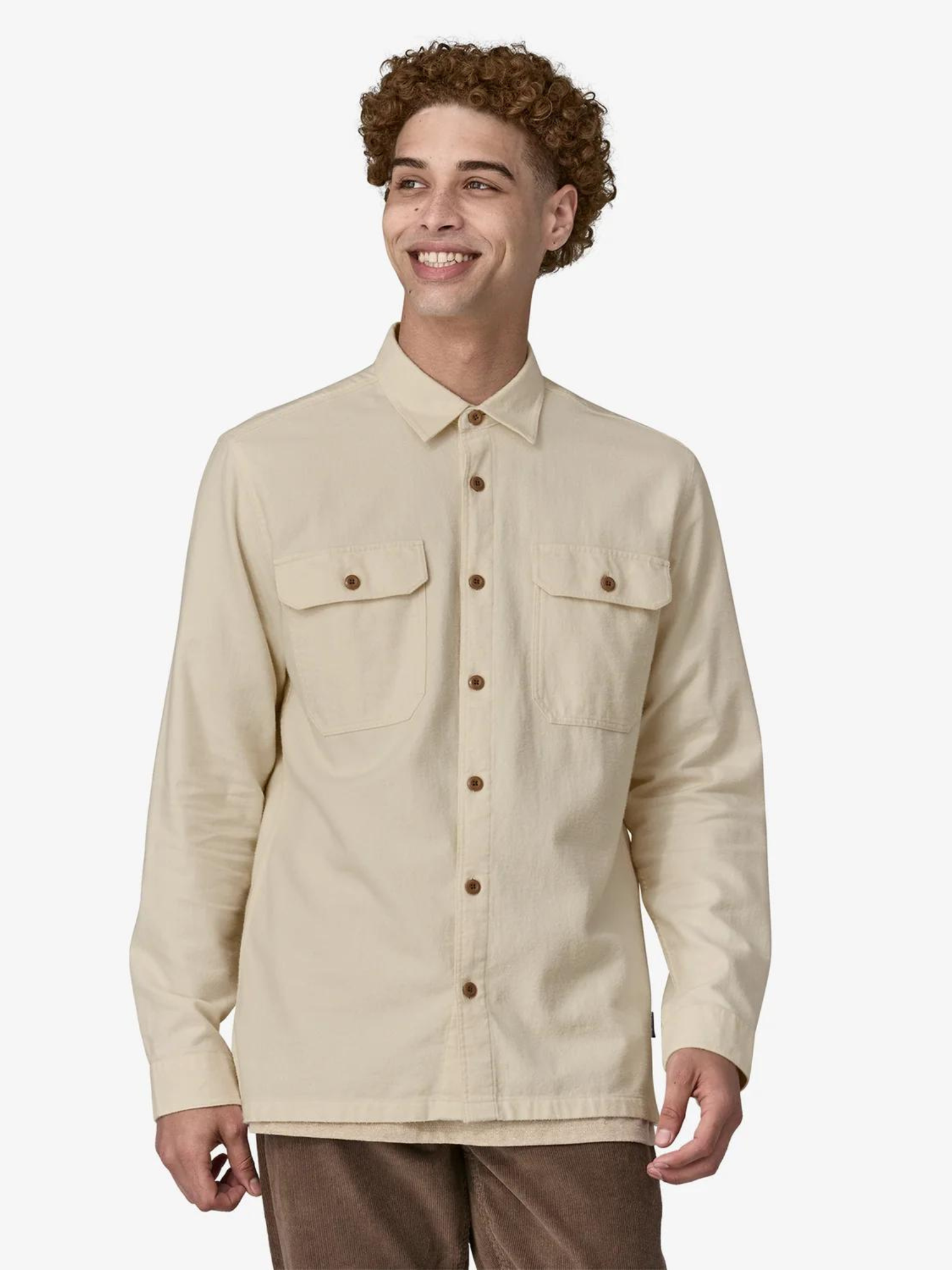 Patagonia Men's Long-Sleeved Organic Cotton Midweight Fjord Flannel Shirt - Undyed Natural
