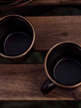 Barebones Enamel Espresso Cup Set of 2 ~ Charcoal