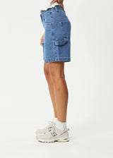 Afends Emilie Hemp Denim Workwear Short - Worn Blue | Keel Surf & Supply