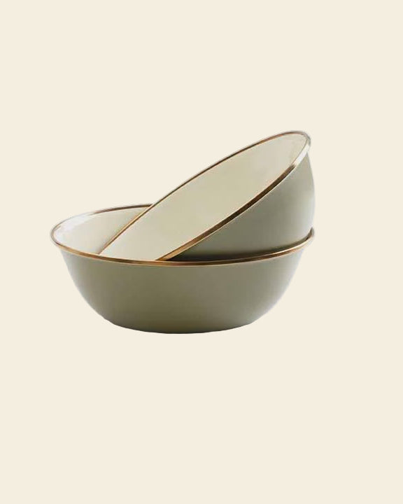 Enamel 2-Tone Bowl Set - Olive Drab