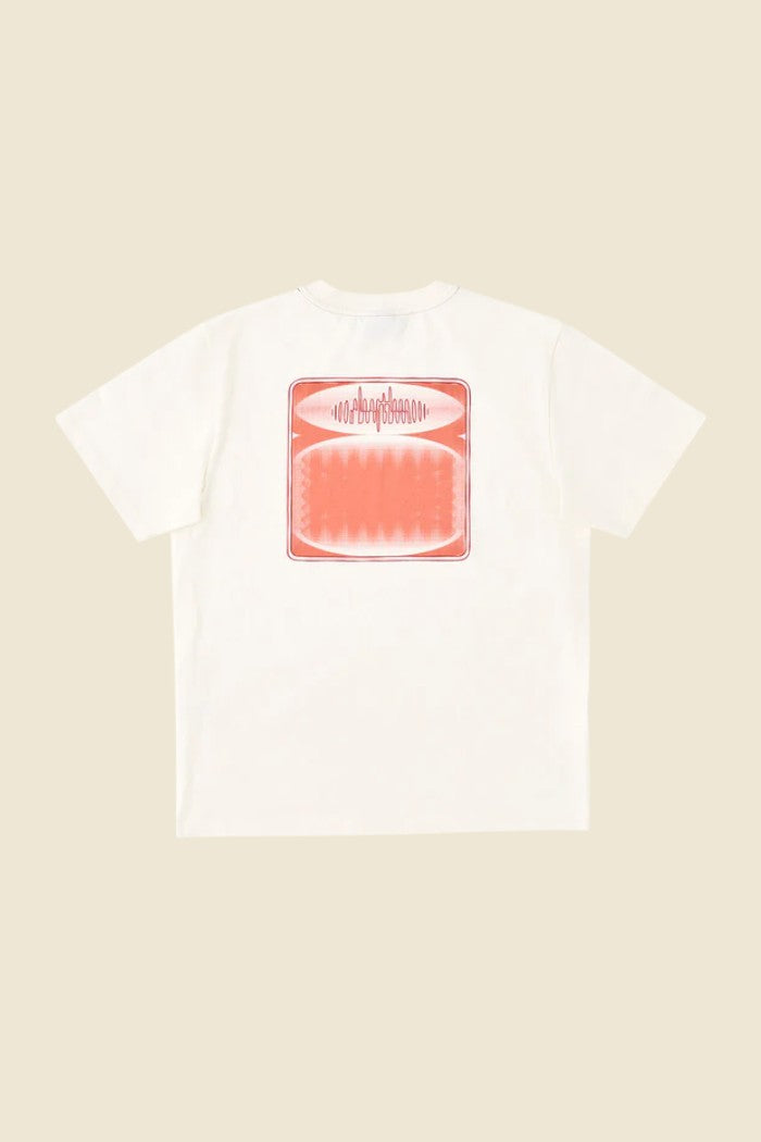 Keel Surf & Supply natural cotton short sleeve t-shirt with a vintage graphic print on the back.