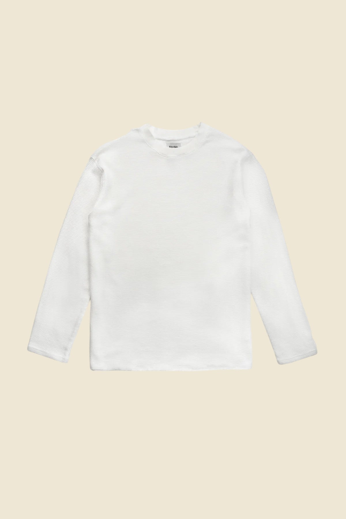 Keel Surf & Supply Rhythm Classic Waffle Knit long sleeve shirt in vintage white. Cotton blend waffle texture.