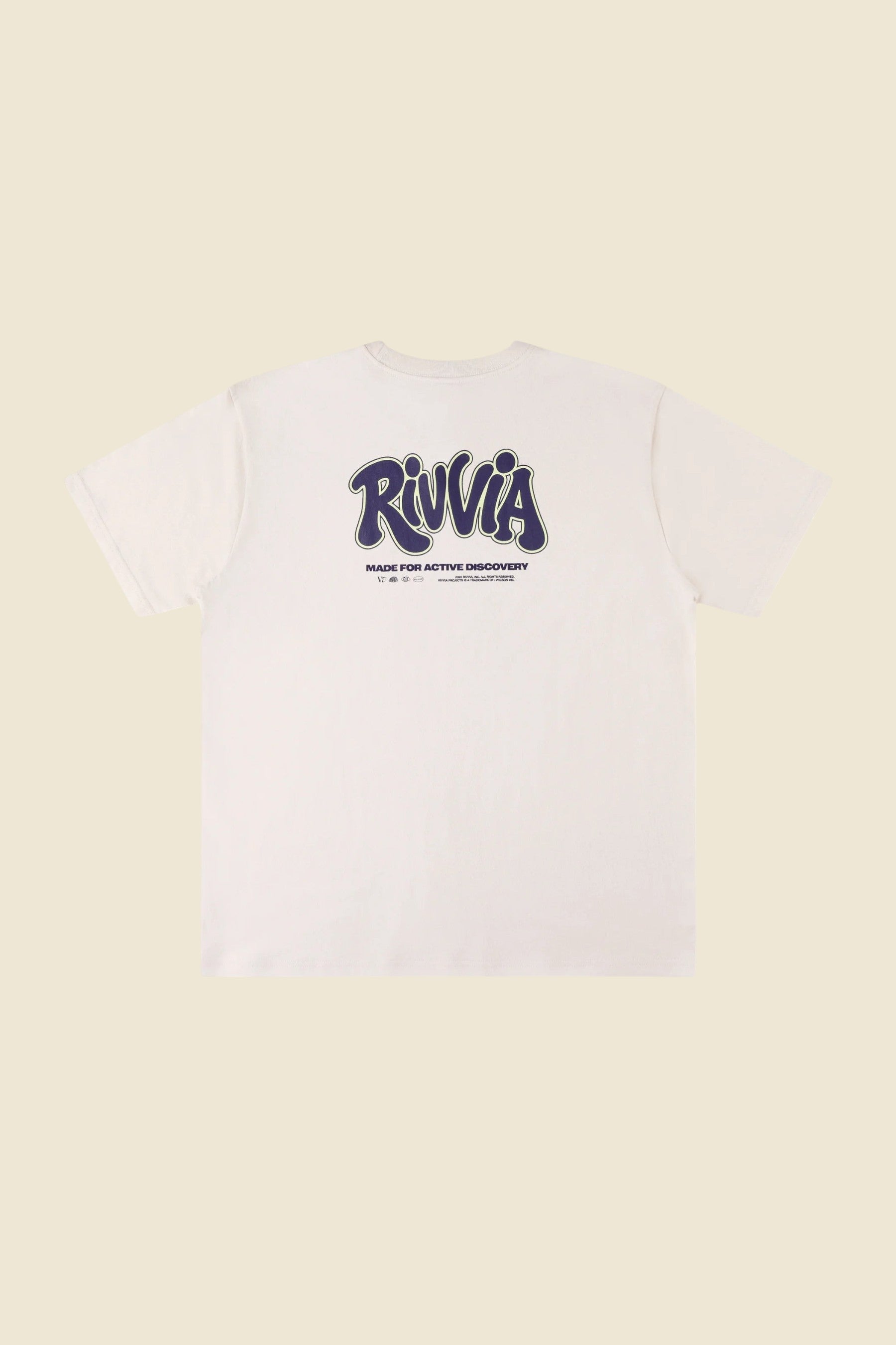 Keel Surf & Supply Big Drop T-Shirt in bone white cotton with retro graphic on back. Relaxed fit for casual wear.