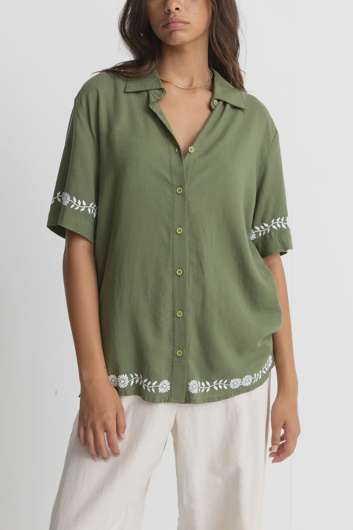 Rhythm Juno Short Sleeve Shirt Olive