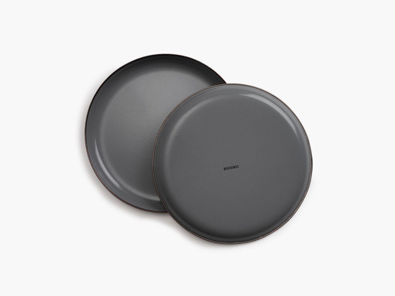 Barebones Enamel Salad Plate Set ~ Slate Grey-Keel Surf & Supply