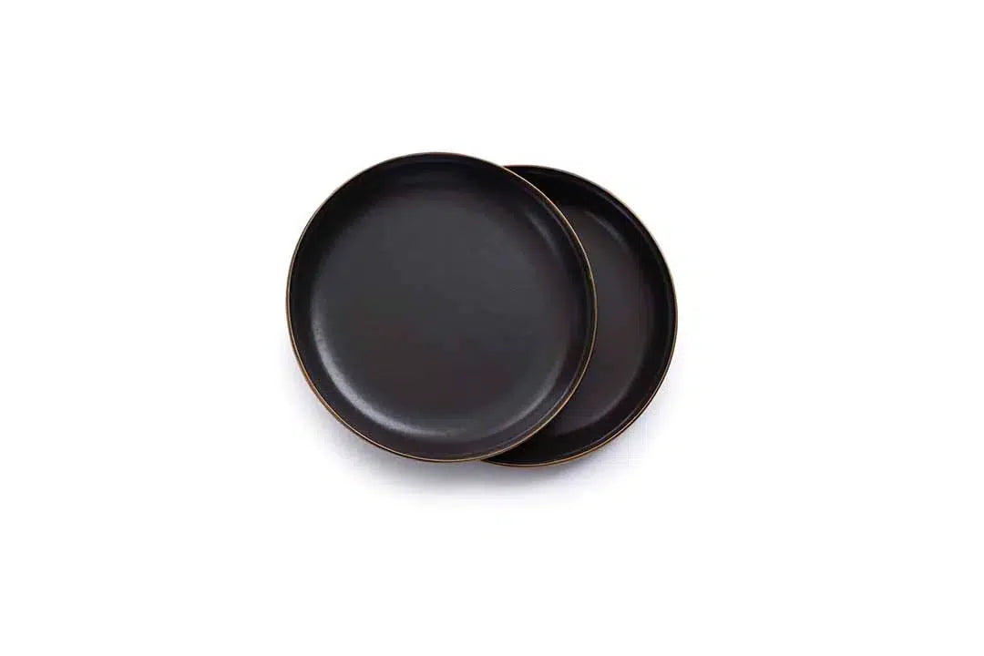 Barebones Enamel Salad Plate Set ~ Charcoal