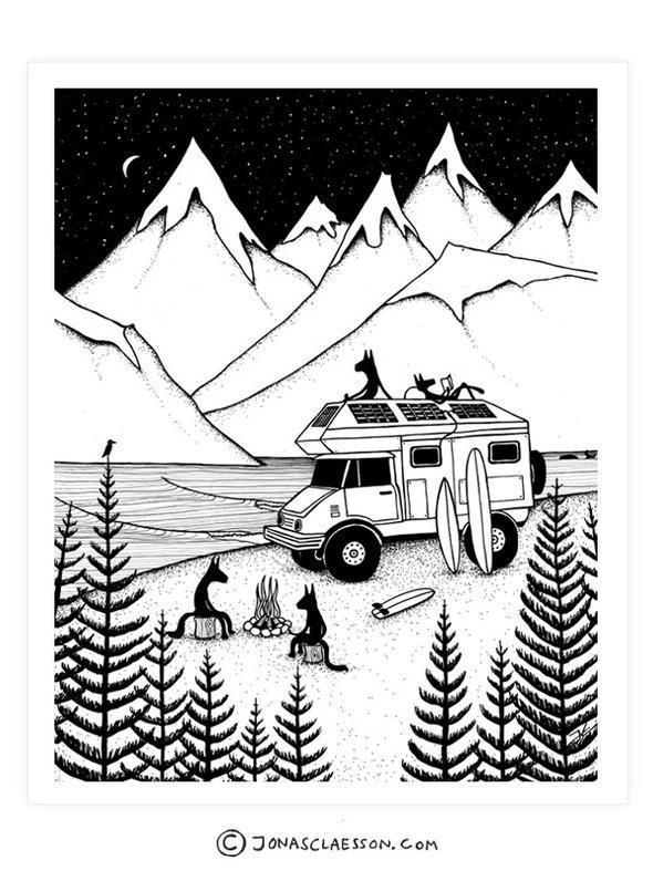 Camping with Dogs Print ~ JONAS CLAESSON-Keel Surf & Supply