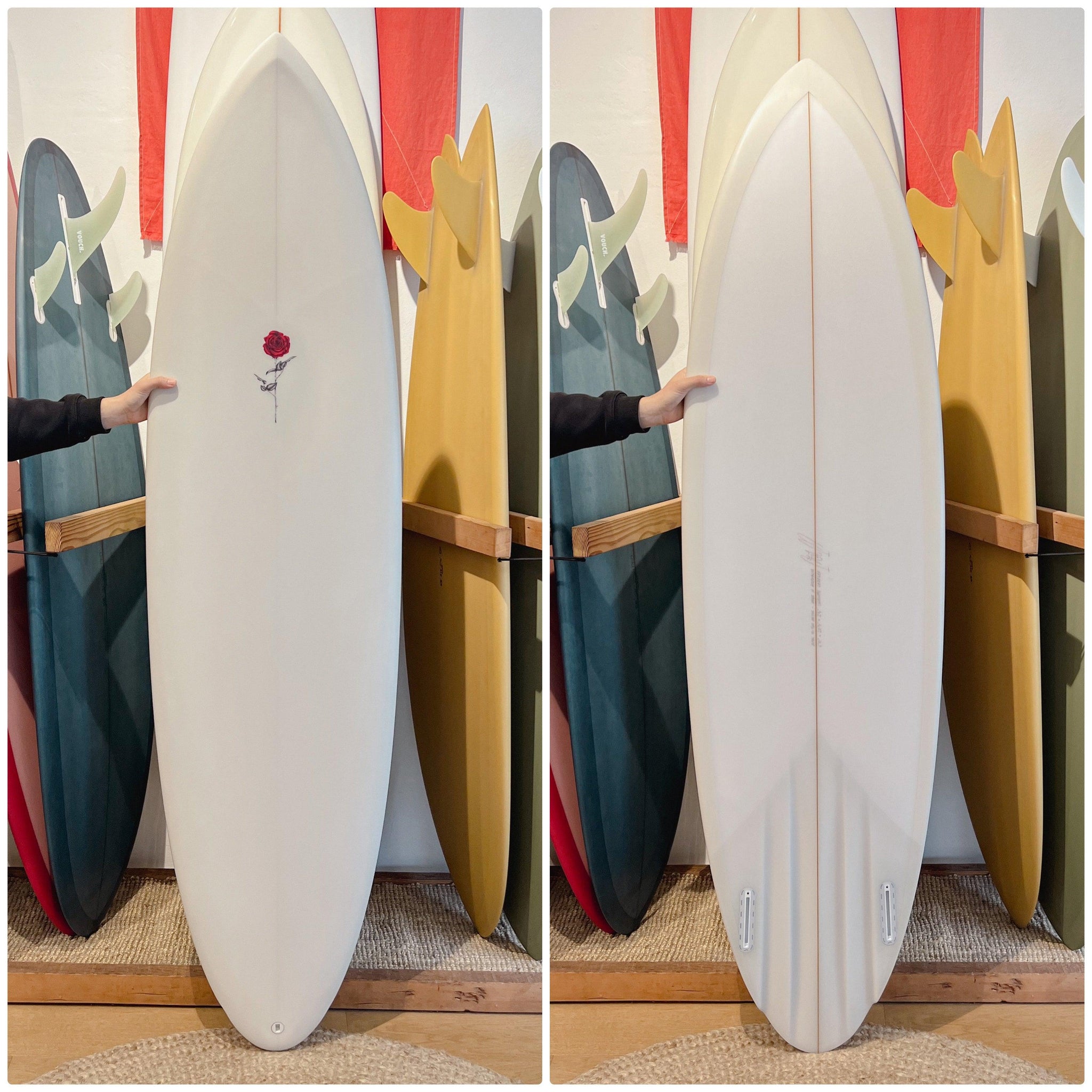 Petal to the Metal Charlotte Charger 6'10" ~ Off White / Clear